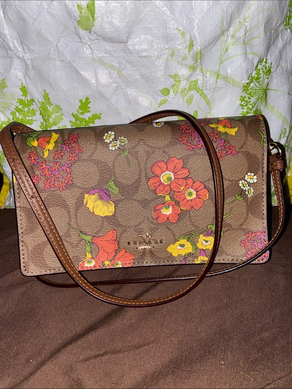Coach Anna Foldover Crossbody w Wildflower Print EUC like new